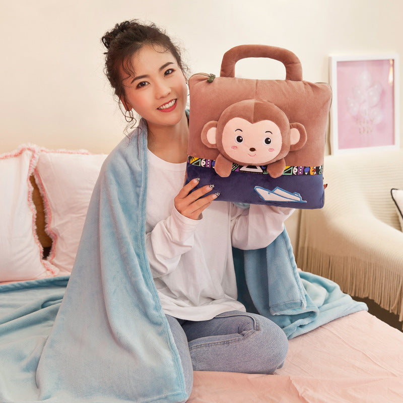 Functional Cartoon Folding Pillow Nap Blanket