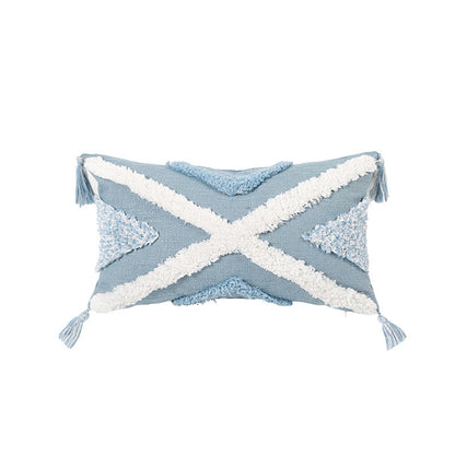 Blue Geometric Tufted Pillow Extensions