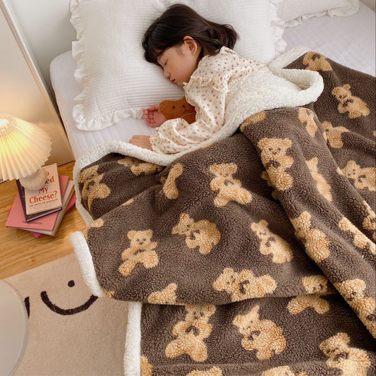 Cute Bear Blanket Cartoon Lamb Wool