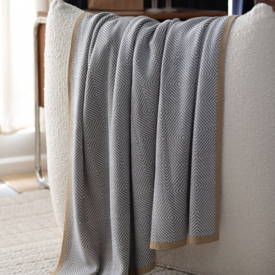 Gray Knitted Chenille Wool Cover Blanket