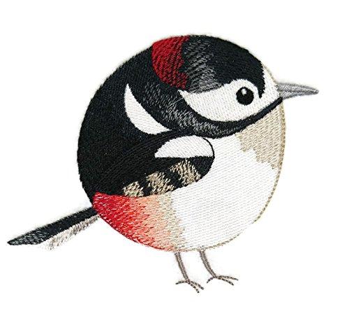 Roly-Poly Woodpecker Embroidered Iron on/Sew patch [4.86" X 4.18"]