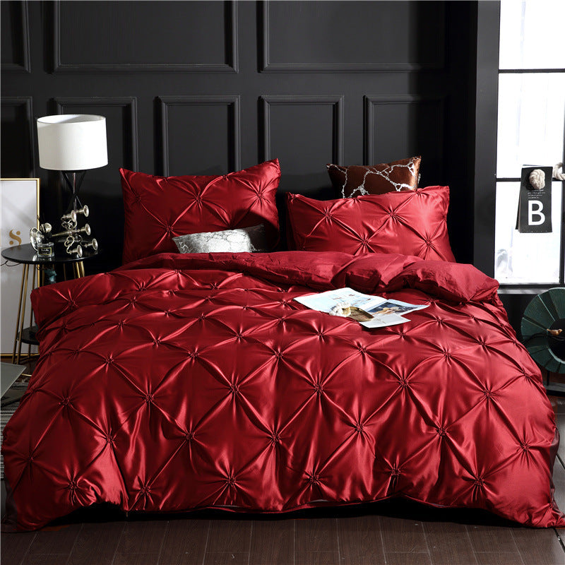 Three-piece Solid Color Bed Sheet Duvet Cover