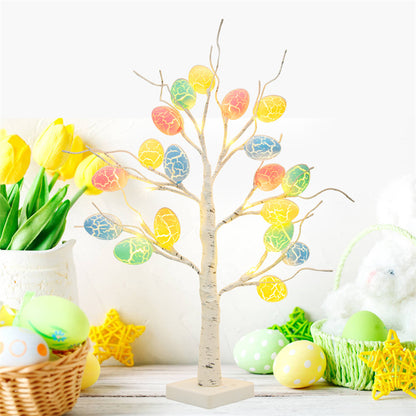 Easter Decoration 60cm Birch Tree Home Easter Egg LED Light Gift Spring Party Tabletop Ornaments Light Easter Party Kids Gifts