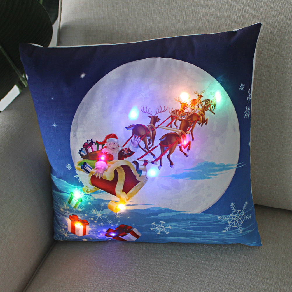 New Lantern Christmas LED Light Super Soft Short Plush Pillowcase