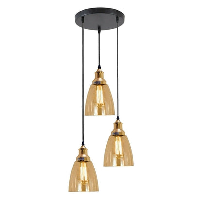 3 Outlet Industrial Retro Loft Glass Ceiling Lampshade Pendant