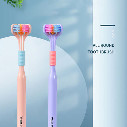 Three-sided Macaron Soft Bristle Toothbrush Care Safety Toothbrush Teeth Deep Cleaning Portable Travel