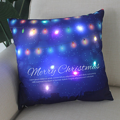 New Lantern Christmas LED Light Super Soft Short Plush Pillowcase