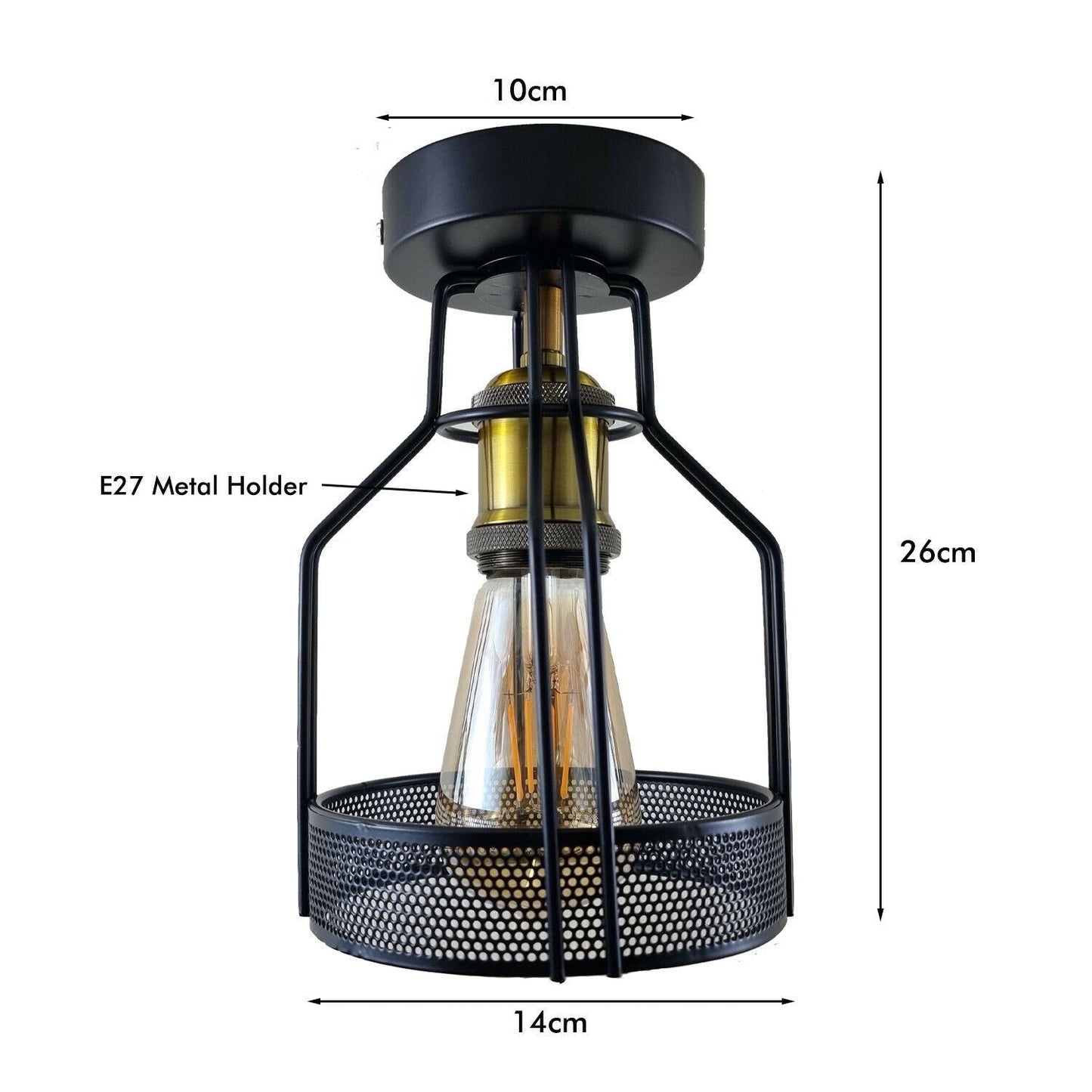 Vintage Industrial Semi Flush Mount Cage Easy Fit Indoor Light~1219