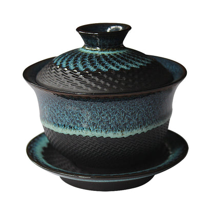 Tianmu Glaze Kiln Changed To Build A Gaiwan For Making Tea Retro Kungfu Tea Ceramics