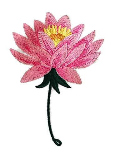 Bloom Water Lily Flower Embroidered Iron on/Sew Patch [ 4.2"(w) x