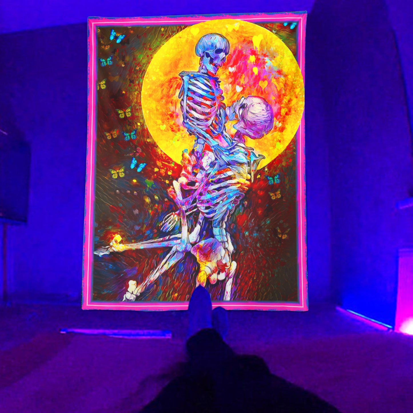 Fluorescent Tapestry Skeleton Mushroom Astronaut