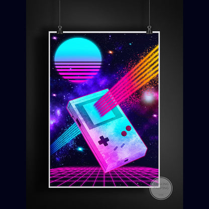 Retro Neon Game Poster Canvas Painting