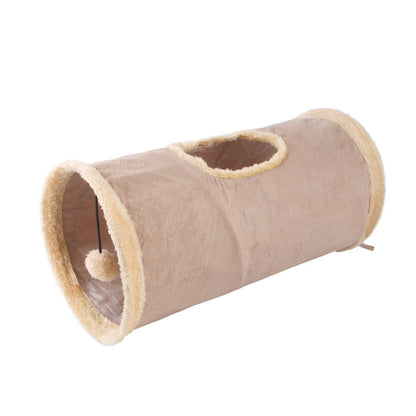 Packable Folding Suede Cat Channel Toy Drill Bucket