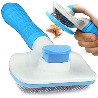 Handle Shedding Pet Dog Cat Hair Brush Grooming Trimmer Comb Self Cleaning Tool