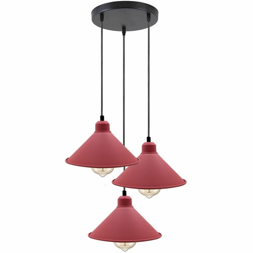 Retro Industrial Hanging Chandelier Ceiling Cone Shade pink colour