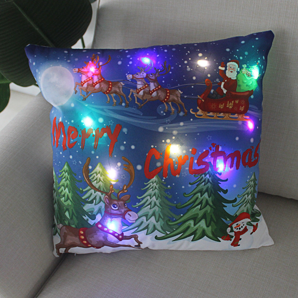 New Lantern Christmas LED Light Super Soft Short Plush Pillowcase