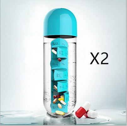 Direct Selling Two-In-One Water Cup Pill Box 7-Day Pill Box 7 Grids Outdoor Easy To Carry Water Bottle One Week With Pill Box Cup