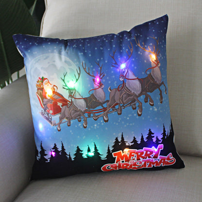 New Lantern Christmas LED Light Super Soft Short Plush Pillowcase