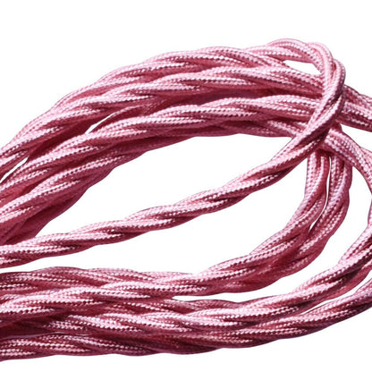 5m Shiny Pink 2 Core 8amp Twisted Electric Fabric 0.75mm Cable~1754