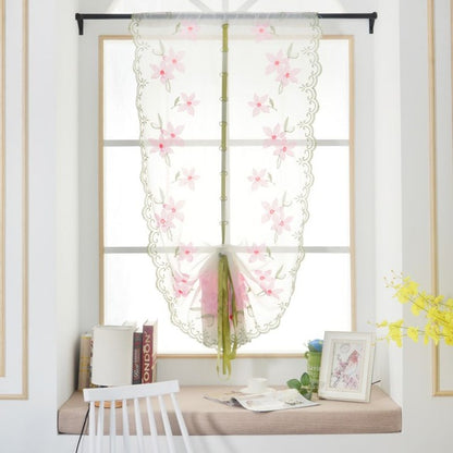 Pastoral Tulle Window Roman Curtain Embroidered