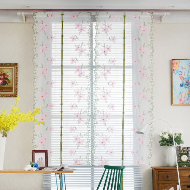 Pastoral Tulle Window Roman Curtain Embroidered