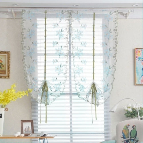 Pastoral Tulle Window Roman Curtain Embroidered