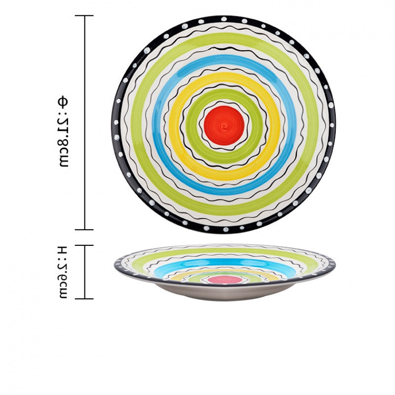 Underglaze ceramic steak western plate