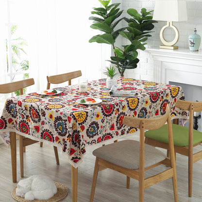 Sunflower cotton and linen table cloth