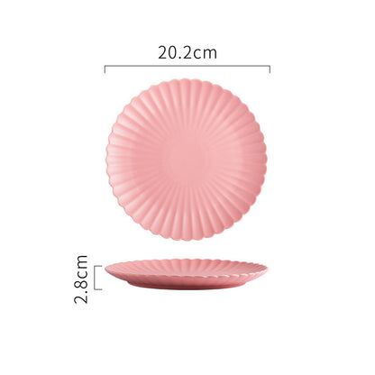 Creative Simple Solid-color Ceramic Plate Fruit Cake Plate Round Beef Steak Western Plate