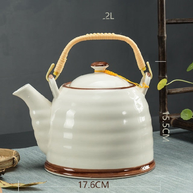 Ceramic Teapot With Strainer Large Handle Pot Single Pot Household