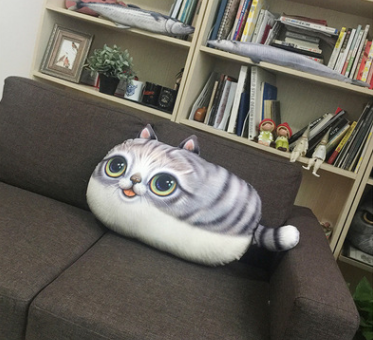 Factory wholesale creative cat plush pillow tail cat cushion large cartoon 3d printed sofa pillow