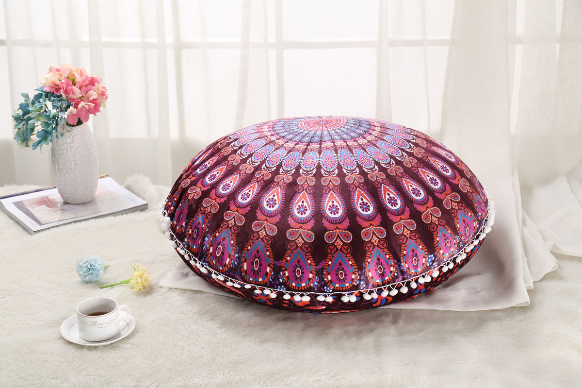 Colorful Mandala Floor Pillows Ottoman Round Bohemian Meditation Cushion Pillow Pouf