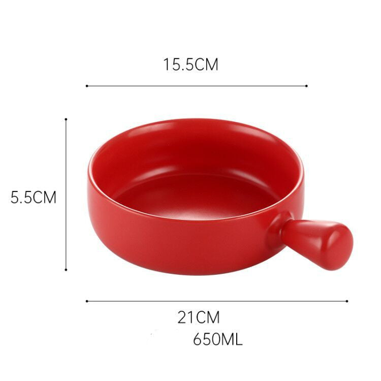 Special ceramic plate for oven with handle