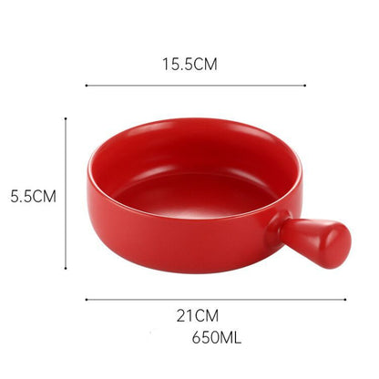 Special ceramic plate for oven with handle