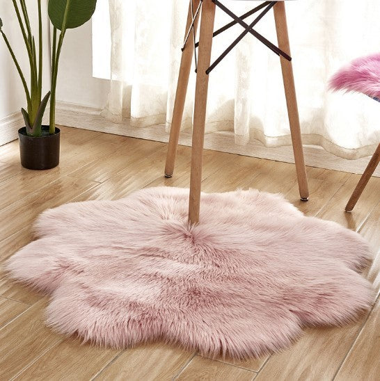 Artificial Woolen Carpet Rug Floral Shape Sheepskin Hairy Carpet Faux Mat Seat Pad Fur Warm Tapetes Floor Mat Soft Area Rug