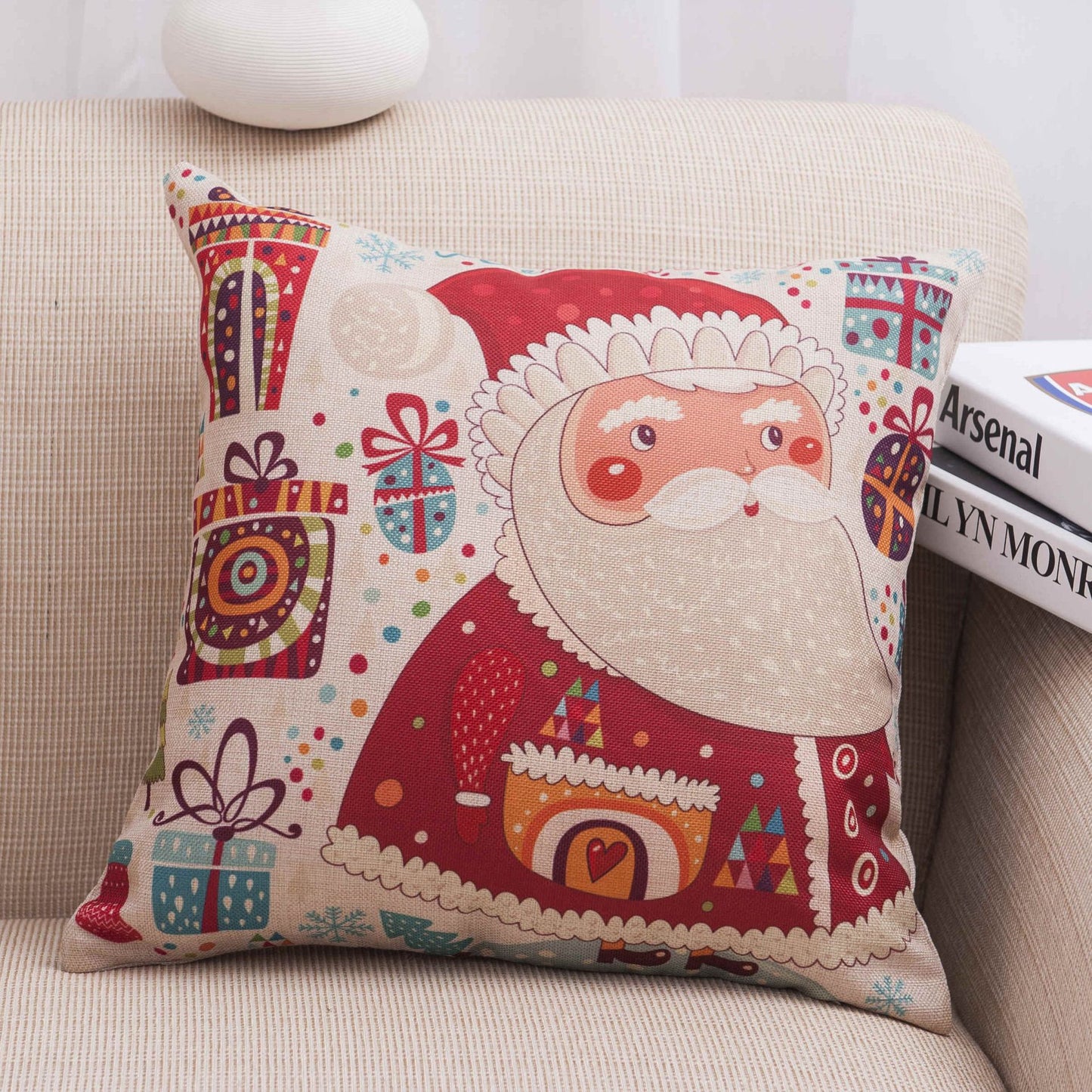 Christmas linen pillowcase