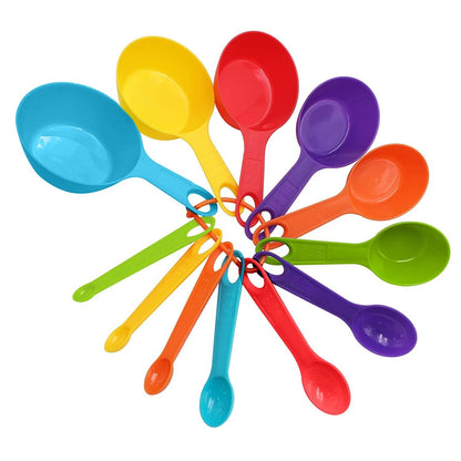 Set Of 6 Measuring Spoons And 6 Cups MultiColor Durable Plastic Kitchen Tools