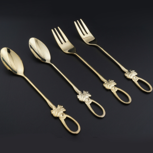 Stainless steel spoon fork set butterfly stainless steel coffee spoon, creative Japanese and Korean tableware, gold-plated stainless steel spoon fork