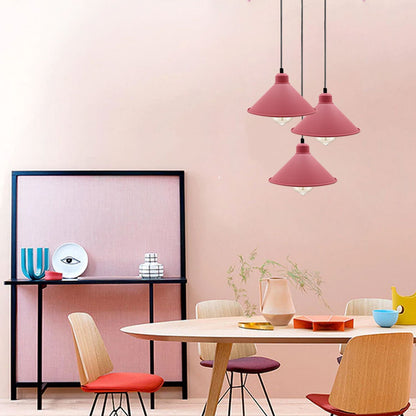 Retro Industrial Hanging Chandelier Ceiling Cone Shade pink colour