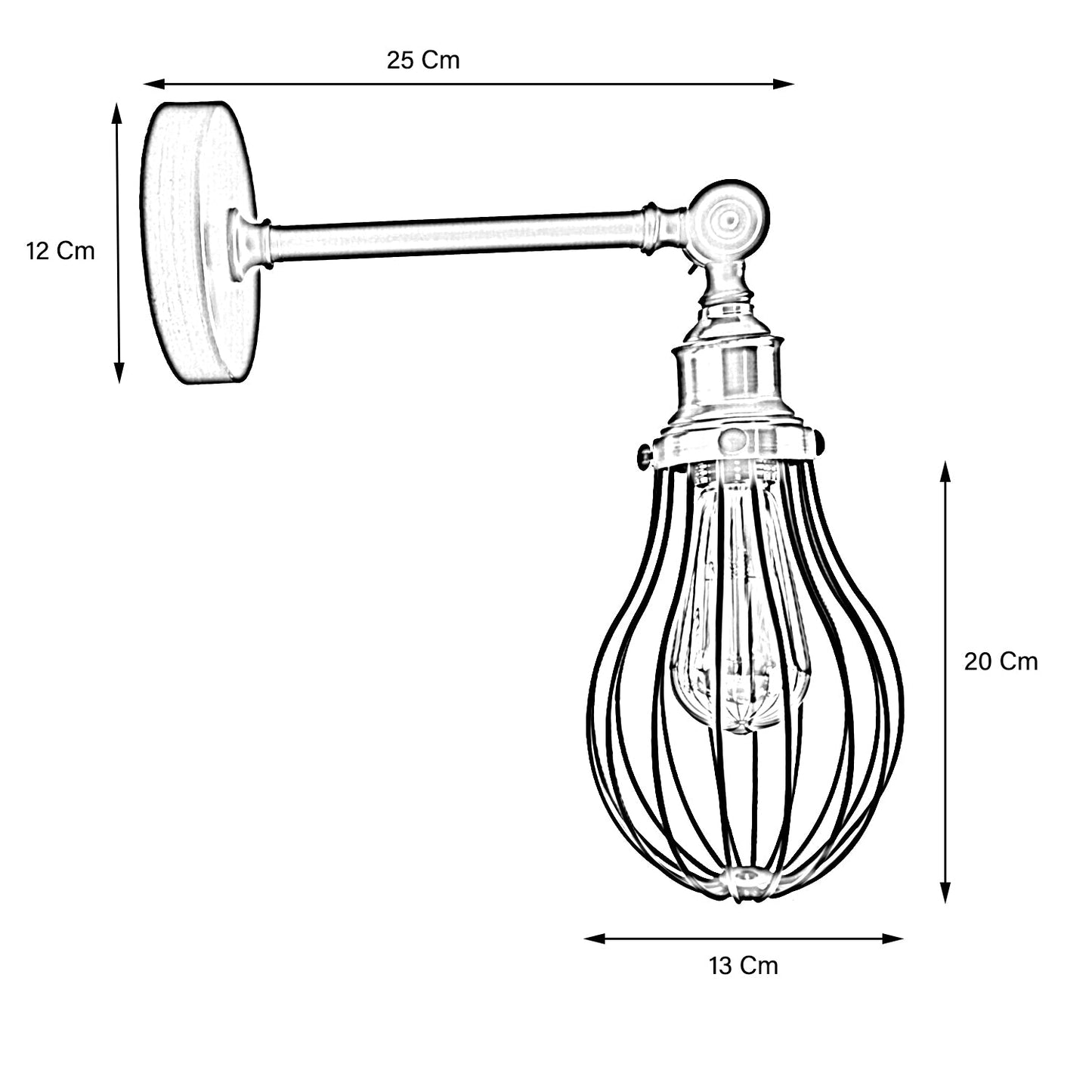 Wall Light Fitting Metal Big Vase Shape Shade Sconce Indoor Light