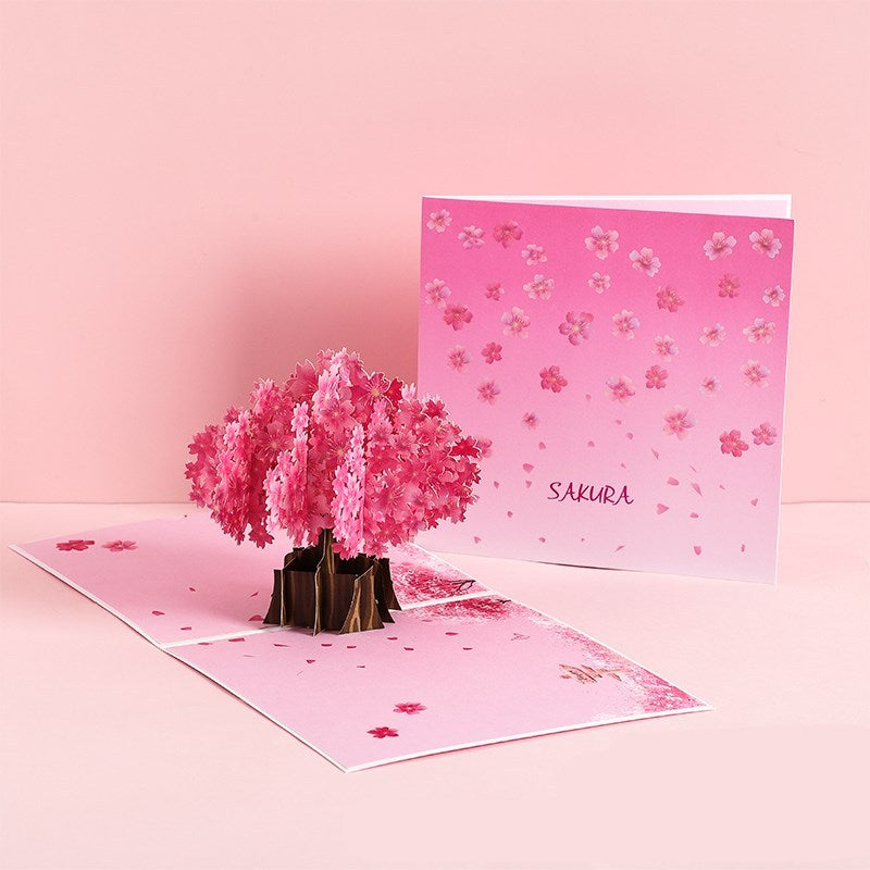 3D Laser Cut Handmade Sakura Kissing Lover Paper Invitation Greeting Card