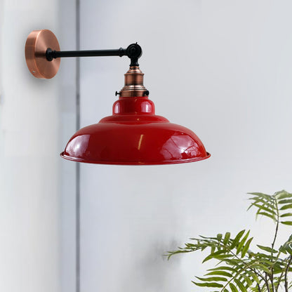 Red Shade With Adjustable Curvy Swing Arm Wall Light Fixture Loft