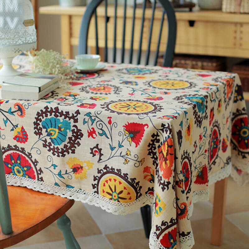 Sunflower cotton and linen table cloth