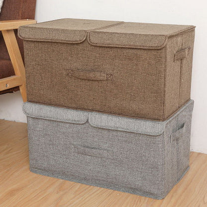 Cotton and linen collapsible storage box