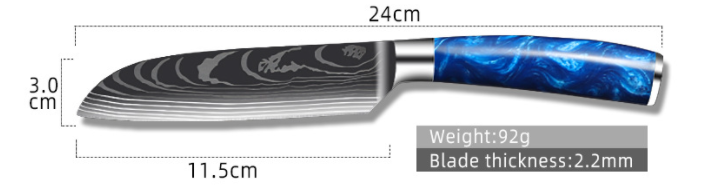 8-inch Chef Knife with Blue Resin Handle