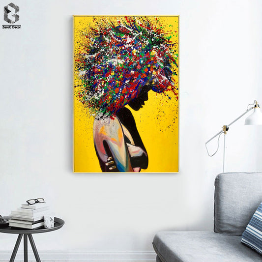 Girl portrait canvas print oil wall art poster