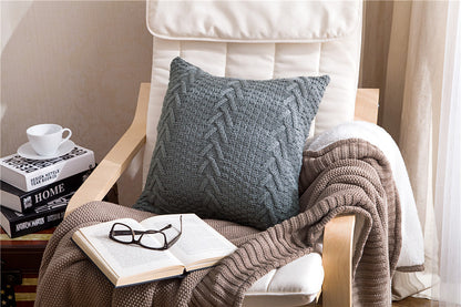 Coarse wool knitted cushion