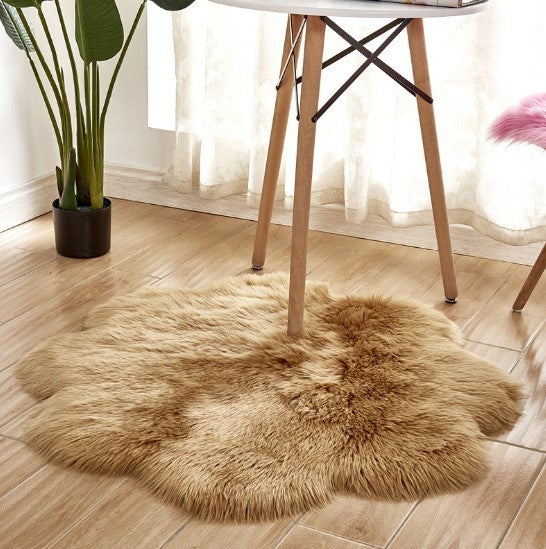 Artificial Woolen Carpet Rug Floral Shape Sheepskin Hairy Carpet Faux Mat Seat Pad Fur Warm Tapetes Floor Mat Soft Area Rug