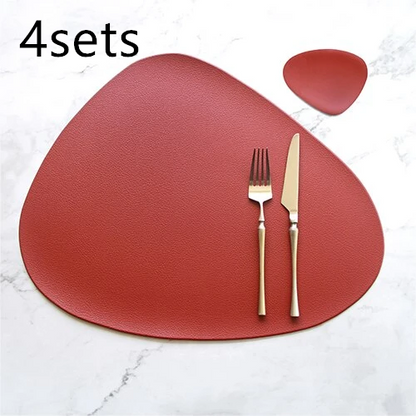 Table Mat Table Mat Placemat Table Mat Heat Insulation PU Leather Placemats Coaster Bowl Kitchen Non-slip