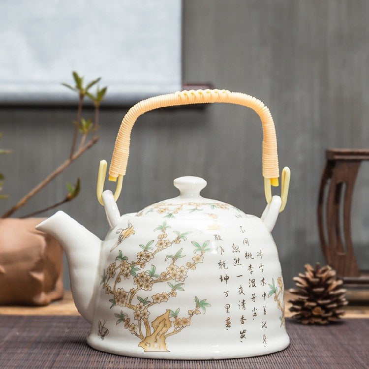 Ceramic Teapot With Strainer Large Handle Pot Single Pot Household